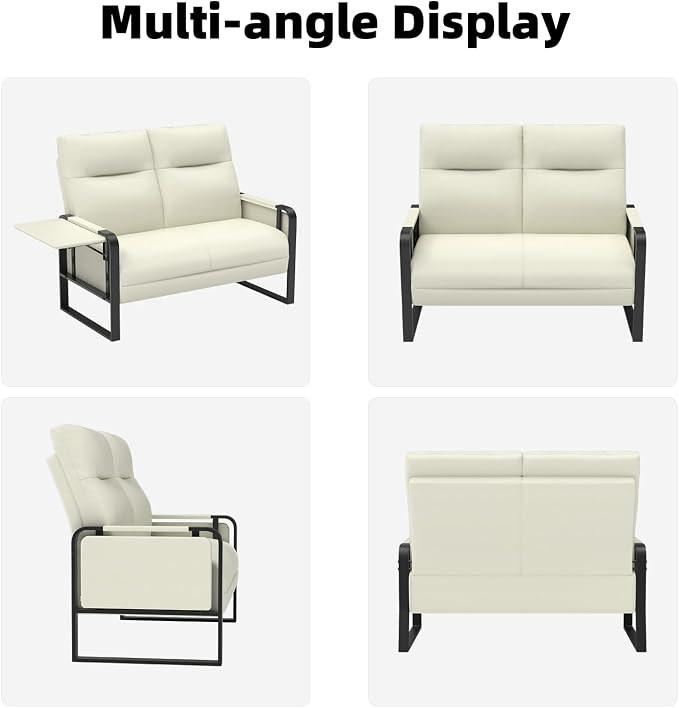 Faux Leather Loveseat, Upholstered Loveseat - Image 9