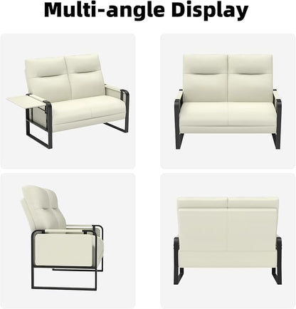 Faux Leather Loveseat, Upholstered Loveseat - Image 9
