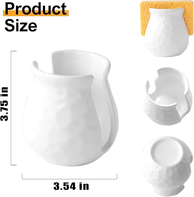 White Kitchen Sponge Holder, Ceramic Dish Sponge Holder Scrubby Daddy Farmhouse - Image 7