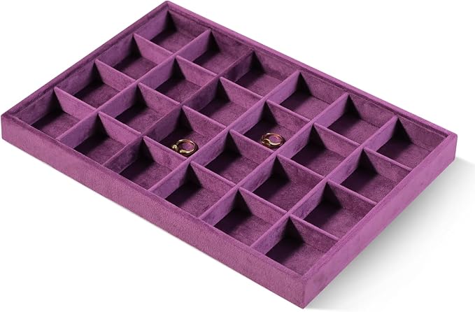 Velvet Stackable Jewelry Display Tray, 24 Grid Earring Ring Storage Tray - Image 3