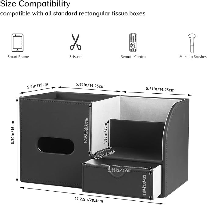 PU Leather Square Tissue Box Cover - Image 3