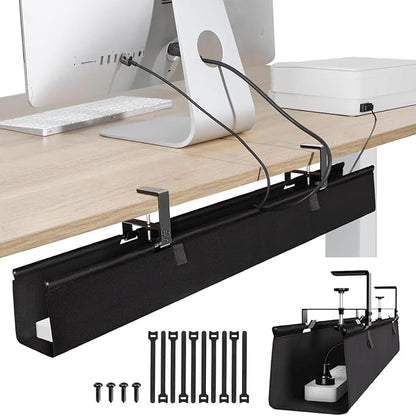 No Drill Under Desk Cable Management Tray, Clamp/Screw Mount Desk Cable by JPSTMVR
