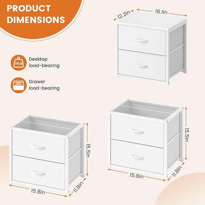 DAOUTIME 3-Pack Stackable Storage Drawers, Stackable Drawer Dresser - Image 2