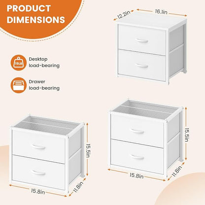 DAOUTIME 3-Pack Stackable Storage Drawers, Stackable Drawer Dresser - Image 2