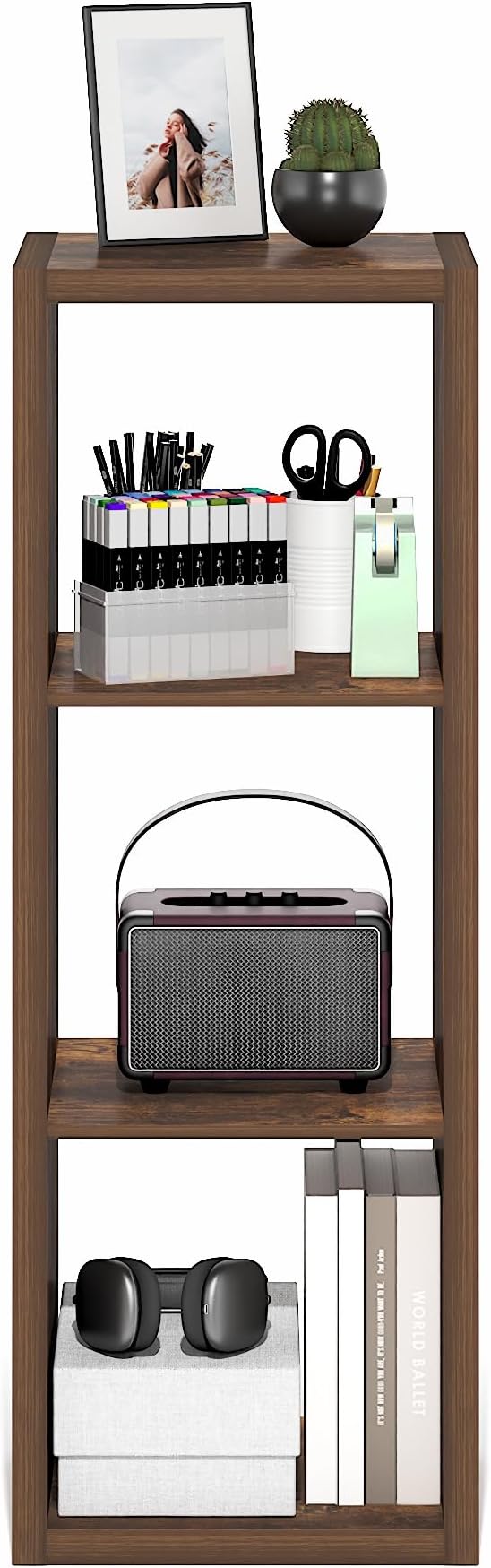 Furinno Cubicle Book Shelf, 3-Cube Bookshelf, Extra Thick Frame Horizontally & - Image 9