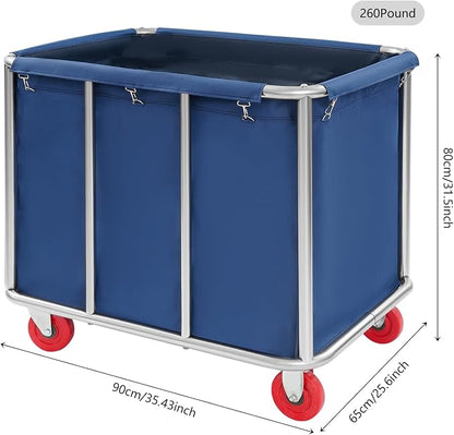 Commercial Laundry Cart with Wheels, Laundry Hamper Cart, Heavy Duty Rolling - Image 2