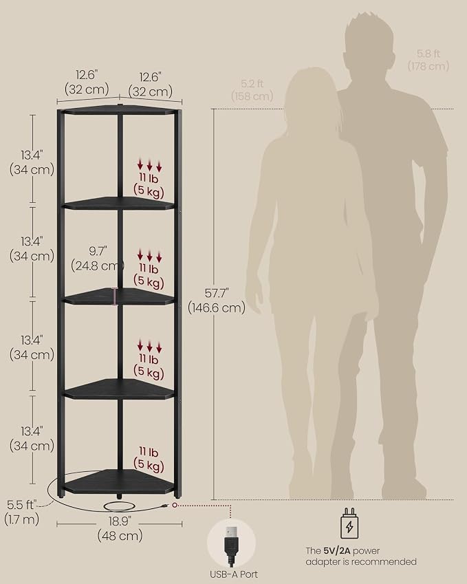VASAGLE Corner Shelf Stand - Image 2