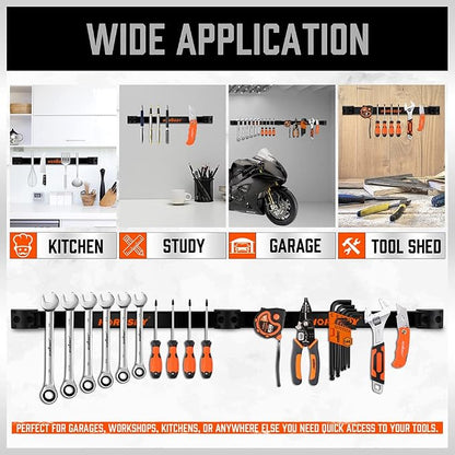 HORUSDY 12" Magnetic Tool Holder Strip, Shop Organization, Mounting Screws - Image 7