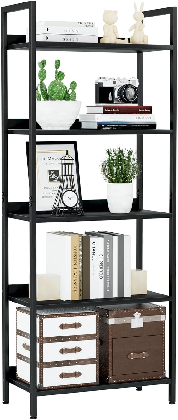 NUMENN Bookshelf, 5 Tier Freestanding Shelving Unit, Falling Prevention Baffle by NUMENN
