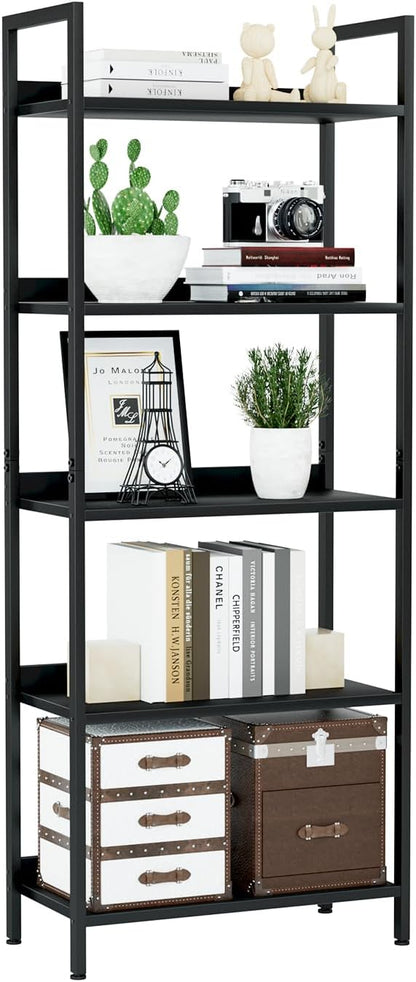NUMENN Bookshelf, 5 Tier Freestanding Shelving Unit, Falling Prevention Baffle by NUMENN