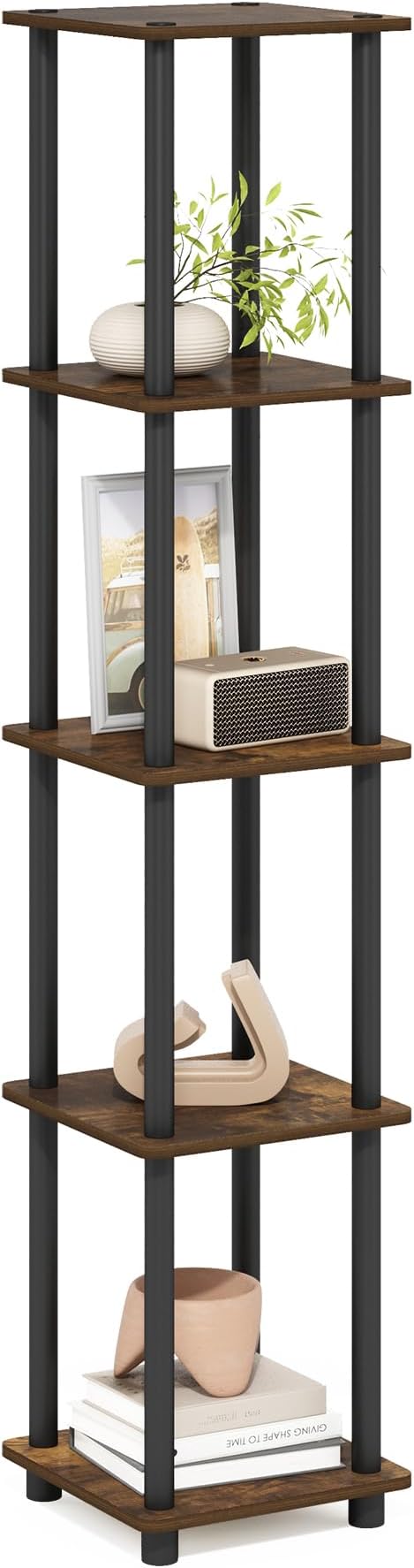 Furinno Turn-N-Tube Storage Shelves, 5-Tier Square Book Shelf, Corner Shelf by Furinno-FitsYourSpaceFitsYourBudget