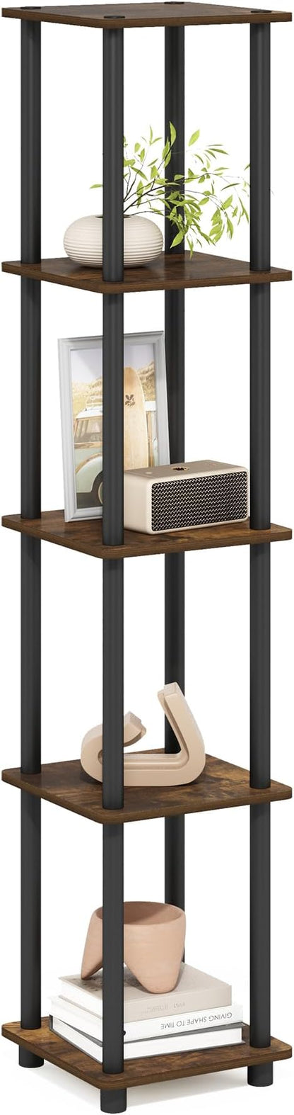 Furinno Turn-N-Tube Storage Shelves, 5-Tier Square Book Shelf, Corner Shelf by Furinno-FitsYourSpaceFitsYourBudget