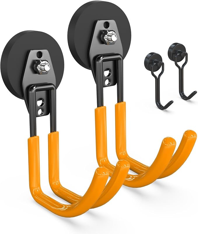 3-H Heavy Duty Magnet Garage Hooks 2 Pack, J Shape Strong Magnetic Hooks by 3-H