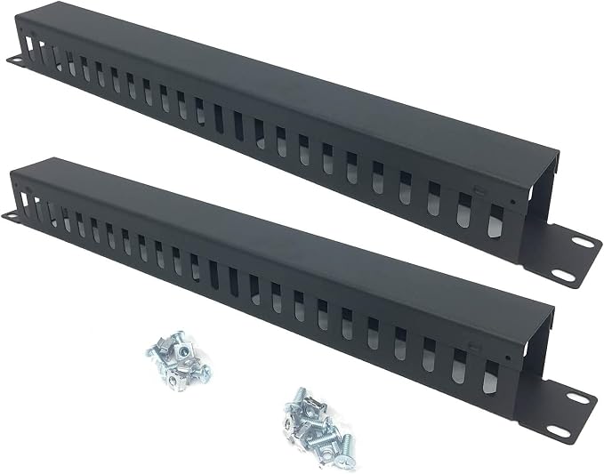 2 Pack 1U 19 Inch Cable Manager Horizontal Rack Mount 24 Slot Metal Finger Duct by Followme
