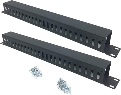 2 Pack 1U 19 Inch Cable Manager Horizontal Rack Mount 24 Slot Metal Finger Duct by Followme