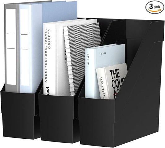Delifox 3 Pack Magazine Rack, Plastic File Folder Bin Desk Organizer by Delifox