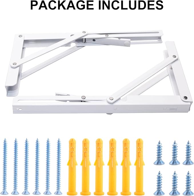 YUMORE Folding Shelf Bracket Heavy Duty, 12 Inch White Collapsible Shelf Bracket - Image 5