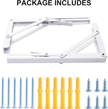YUMORE Folding Shelf Bracket Heavy Duty, 12 Inch White Collapsible Shelf Bracket - Image 5