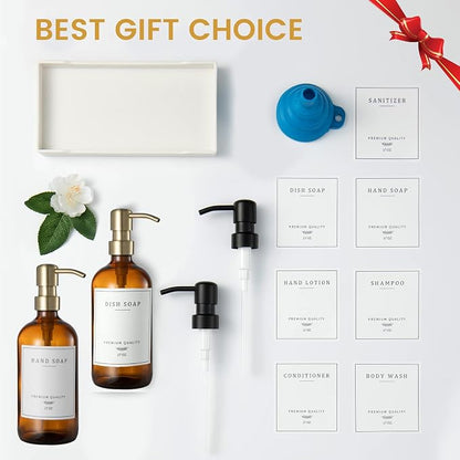 Glass Soap Dispenser for Kitchen, Farmhouse Dish & Hand Soap Dispenser Set - Image 6