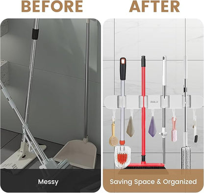 2Pcs Broom Holder Wall Mount, No-Drilling Self-Adhesive Mop and Broom Storage - Image 4