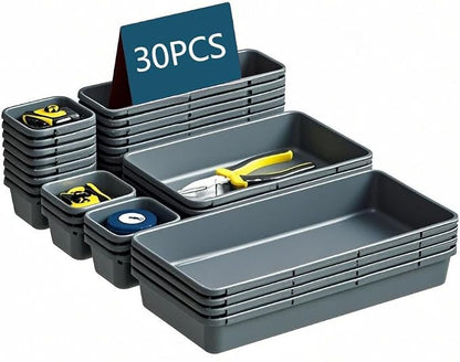 Gonice 30 PCS Black Interlocking Desk Organizer, Plastic Drawer Organizer Tray by Gonice