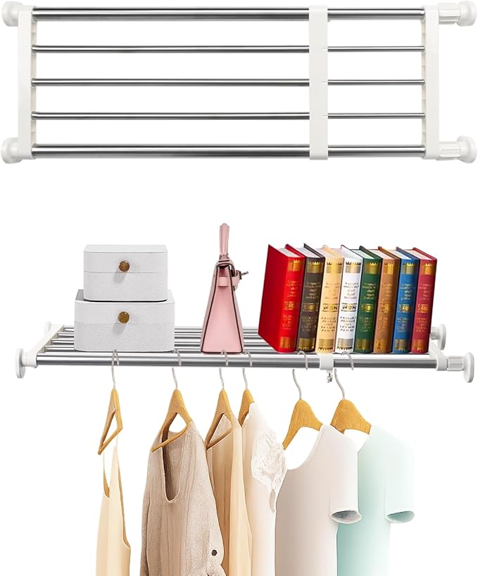BAOYOUNI Closet Tension Shelf Rod Heavy Duty Wardrobe Organizer Adjustable by BAOYOUNI