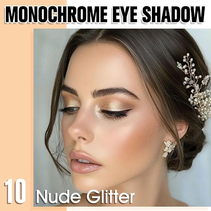 Light Nude Brown Single Glitter Eyeshadow Makeup, Neutral Powde Eye Shadow - Image 2