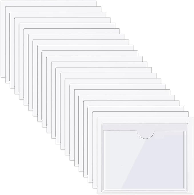Chinco 50 Pack 3.1" x 3.9" Clear Adhesive Pockets, Index Card Pockets by Chinco