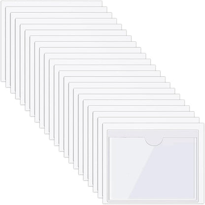 Chinco 50 Pack 3.1" x 3.9" Clear Adhesive Pockets, Index Card Pockets by Chinco