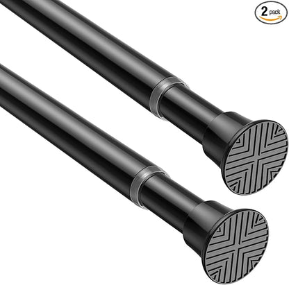 AIZESI Tension Curtain Rod 18-36 inch，2Pcs Adjustable Tension Rod Black Curtain by AIZESITENSIONROD