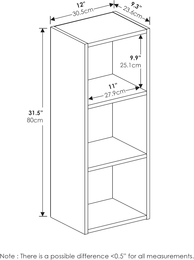 Furinno PASIR Book Shelf, 3-Tier Open Shelves Bookshelf, - Image 3
