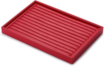 Oirlv Gorgeous Red Leather Ring Organizer Tray Jewelry Display Tray Stackable - Image 7