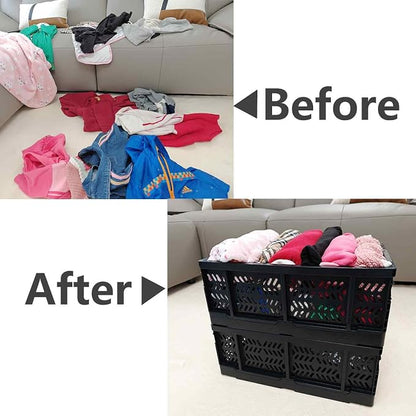 4-Pack Plastic Storage Crates, 20L Foldable Baskets, Collapsible Crates - Image 6