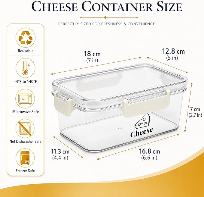 Cheese Container for Refrigerator, BPA-Free Deli Meat Storage Containers - Image 2