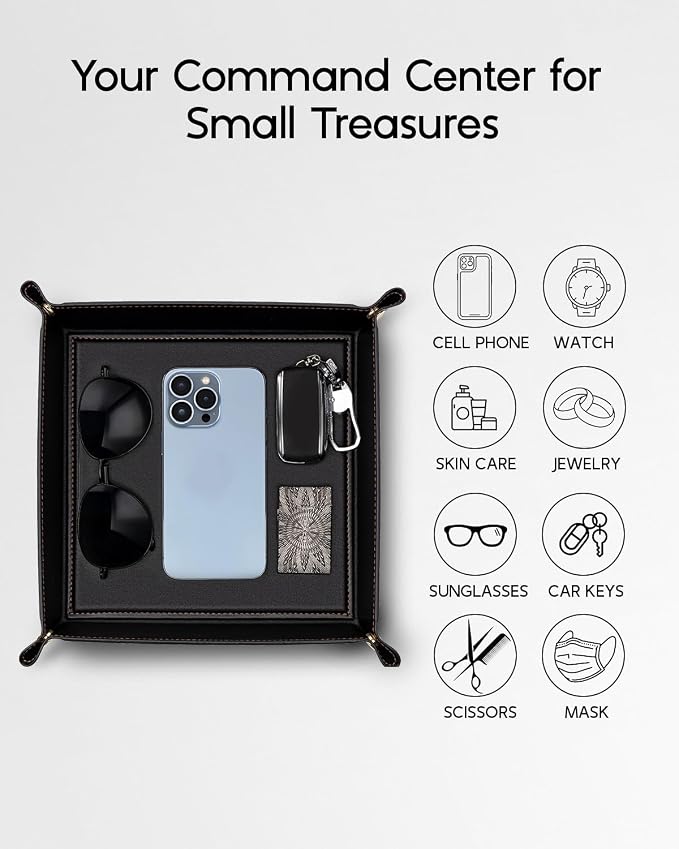 VLANDO Valet Tray Organizer, PU Leather Catchall Tray - Image 4