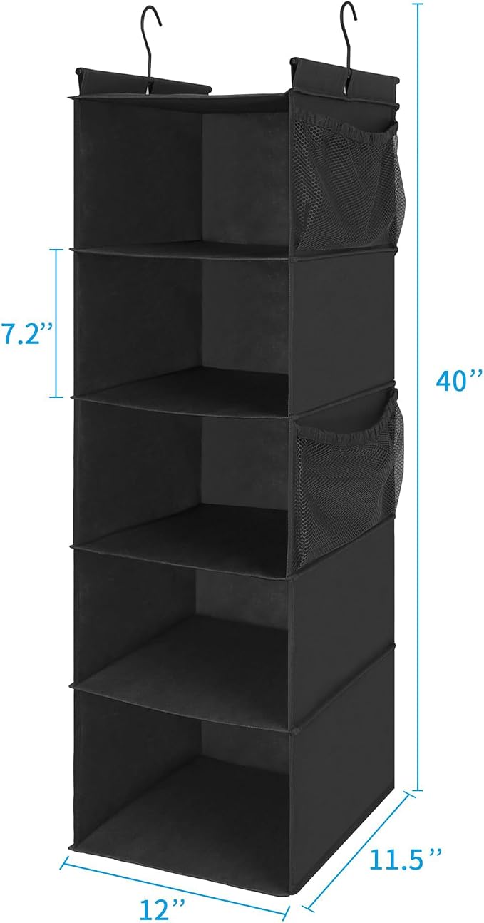 MAX Houser 5-Shelf Hanging Closet Organizer, Space Saver, Cloth Hanging Shelves - Image 3