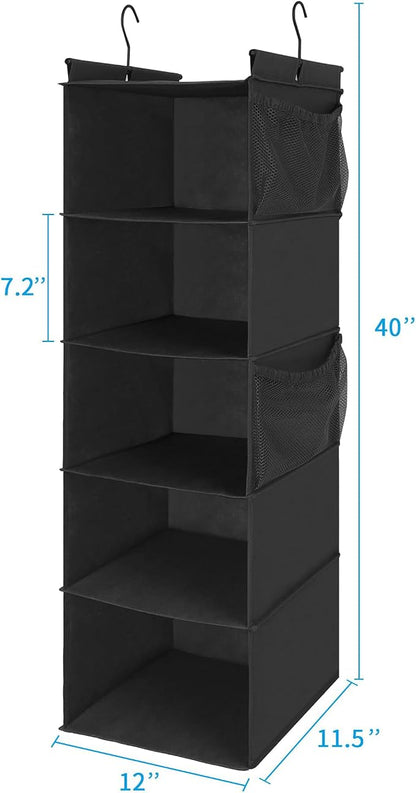 MAX Houser 5-Shelf Hanging Closet Organizer, Space Saver, Cloth Hanging Shelves - Image 3