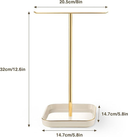 Jewelry Holder Stand with Ceramic Base: 12" Tall Necklace Organizer Rack - Image 4