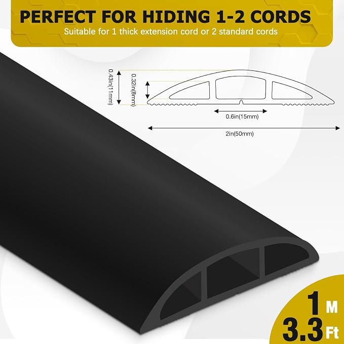 Floor Cord Cover 3.3FT Cord Covers - Image 2