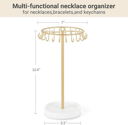 Mkono Rotating Necklace Holder, 22 Hooks Hanging, Storage - Image 7