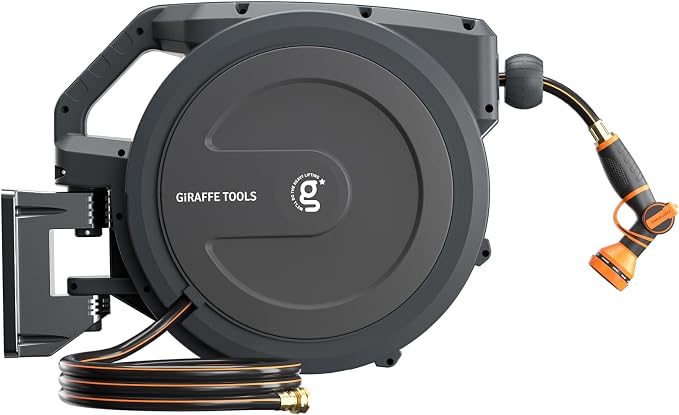 Giraffe Tools PRO Heavy Duty Retractable Garden Hose Reel - 78ft 1/2 Inch Auto by GiraffeTools