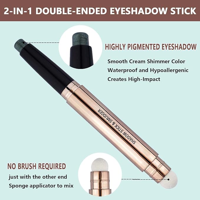 Evergreen Eyeshadow Stick Makeup, Highlighter Matte Cream Eye Shadow Pencil - Image 3