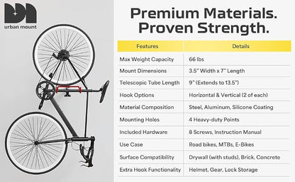 2 Pack Wall Mount Bike Rack Garage - Image 6