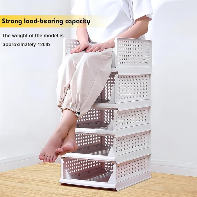 yazi 5 Pack 5L Plastic Stackable Closet Storage Boxes | Practical closet - Image 4
