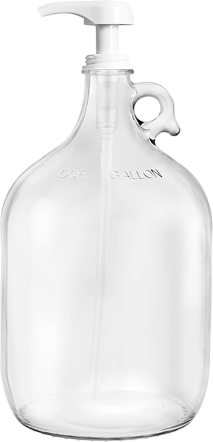 Gallon Glass Pump Dispenser Bottle, Large Jug Laundry Liquid Detergent Dispenser by KITCHENTOOLZ
