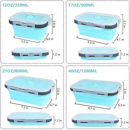 Set of 4 Collapsible Foldable Silicone Food Storage Containers, Ktichen - Image 2