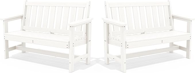 SERWALL HDPE Outdoor Bench, Weatherproof Porch Bench, 2 Pack, Suitable by SERWALL