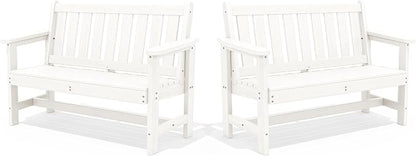 SERWALL HDPE Outdoor Bench, Weatherproof Porch Bench, 2 Pack, Suitable by SERWALL