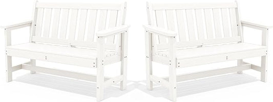 SERWALL HDPE Outdoor Bench, Weatherproof Porch Bench, 2 Pack, Suitable by SERWALL
