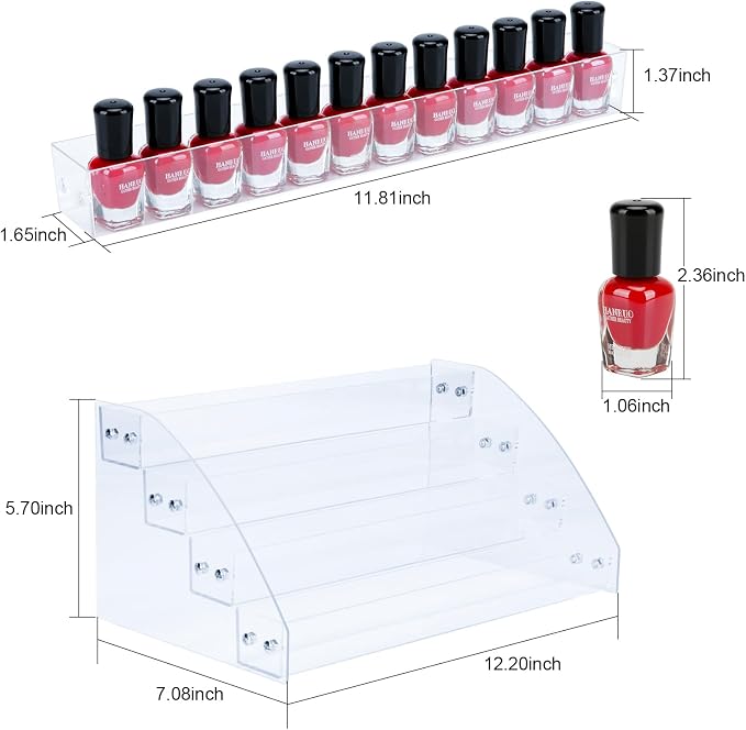 KINGROW Nail Polish Organizer Holder Rack 4 Layers Acrylic Display Rack - Image 2